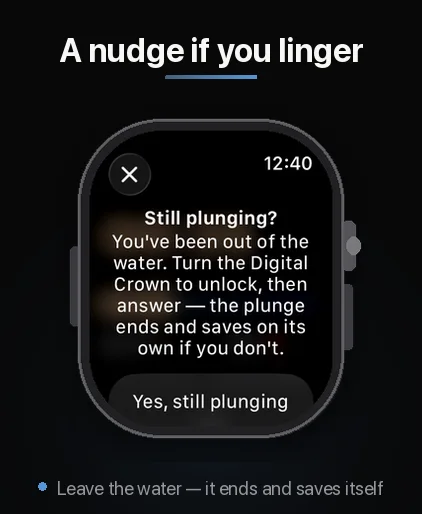 A cold-water safety check-in on Apple Watch.
