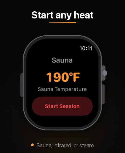 Starting a heat session on Apple Watch.